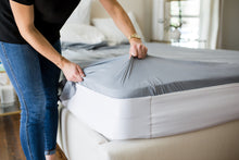 Load image into Gallery viewer, How to stop bed sheets from moving or coming off your bed without using straps, zippers, or clips. The Better Bedder will keep sheets on your bed! You put it on once and it becomes a part of your mattress. Any sheet from any store will fit perfectly on your mattress.